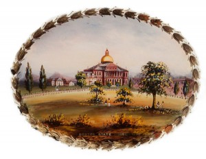 the Massachusetts State House, as shown on a Banjo clock ca 1860