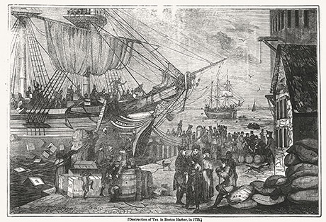 242 years ago this week. December 16, 1773 – A great crowd gathered at the Old South Meeting House to hear speeches protesting new taxes on imports, including tea. Shouting “Boston harbor a tea party tonight,” they went down to the nearby docks. Thinly disguised as “Mohawks”, fifty men boarded three East India ships – Dartmouth, Beaver and Eleanor. Breaking open 342 chests of imported tea, they dumped the lot into the harbor. The “Intolerable Acts” soon followed as punishment.